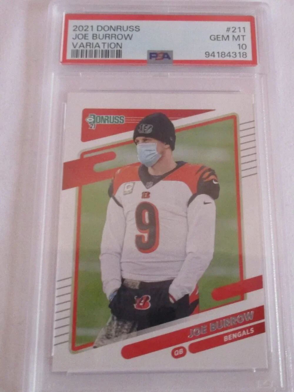 2021 DONRUSS JOE BURROW VARATION #211 GEM MINT 10